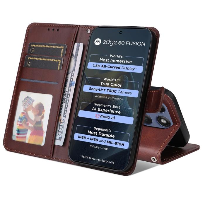 Bild 2, Motorola Edge 60 / 60 Pro / 60 Fusion Fodral Läder Brun