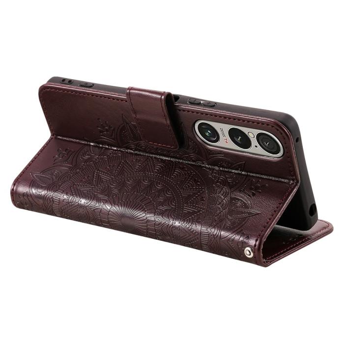 Bild 4, Sony Xperia 1 VII Fodral Mandala Läder Brun