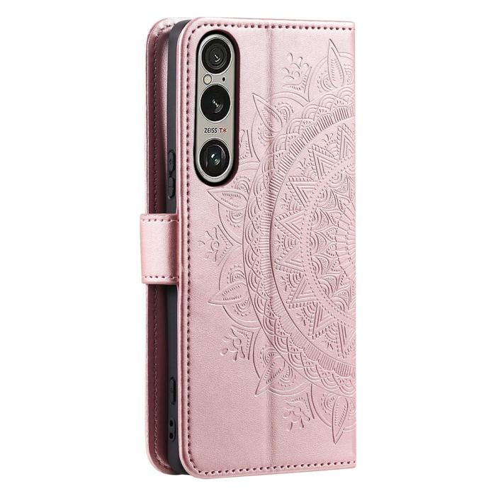Bild 6, Sony Xperia 1 VII Fodral Mandala Läder Roséguld