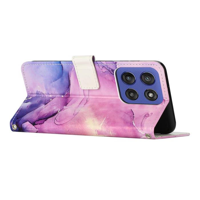 Bild 4, Motorola Edge 60 / 60 Fusion Fodral Läder Marmor Lila