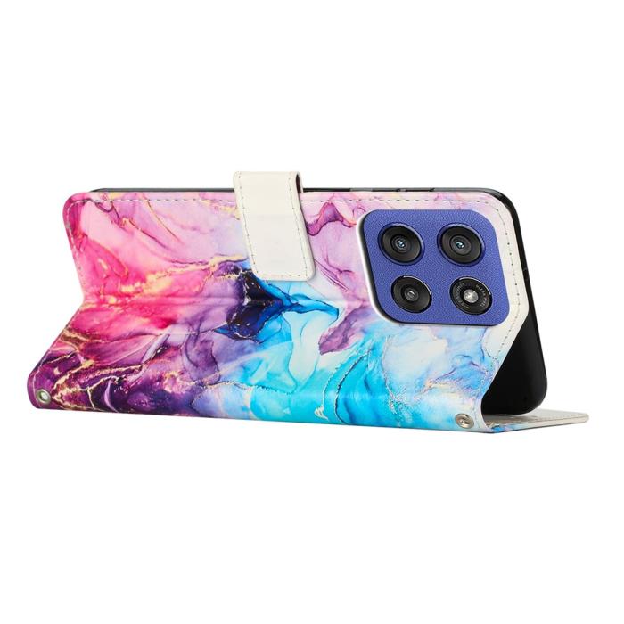 Bild 3, Motorola Edge 60 / 60 Fusion Fodral Läder Marmor Rosa / Lila