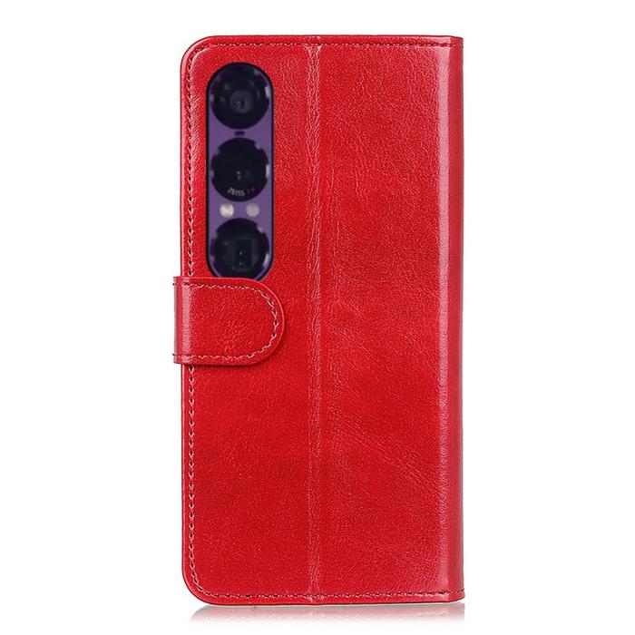 Bild 6, Sony Xperia 1 VII Fodral Crazy Horse Läder Röd