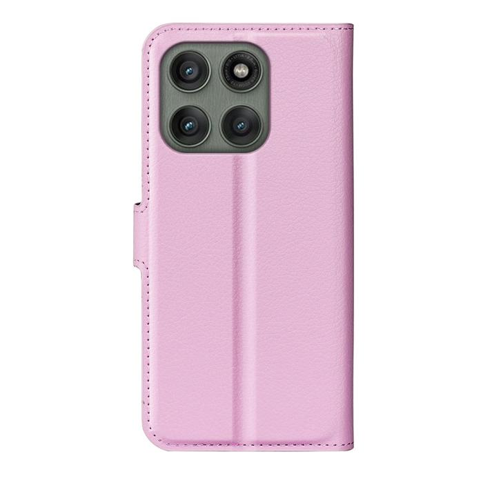 Bild 3, Motorola Edge 60 Pro Fodral Litchi Läder Ljus Rosa