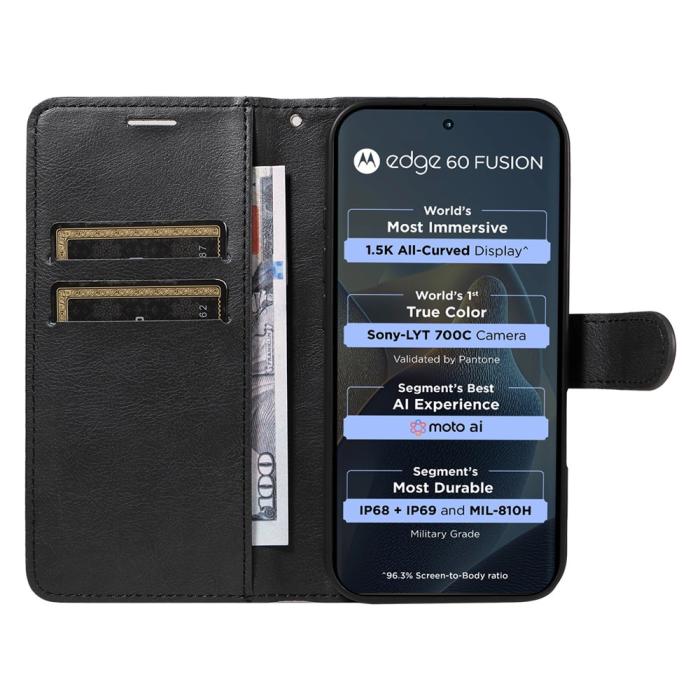 Bild 2, Motorola Edge 60 / 60 Pro / 60 Fusion Fodral Läder Svart
