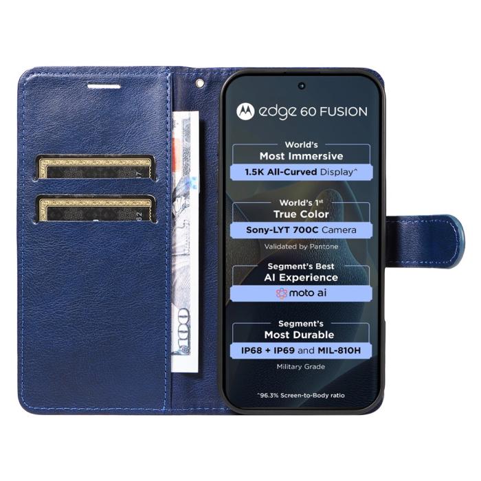 Bild 2, Motorola Edge 60 / 60 Pro / 60 Fusion Fodral Läder Blå