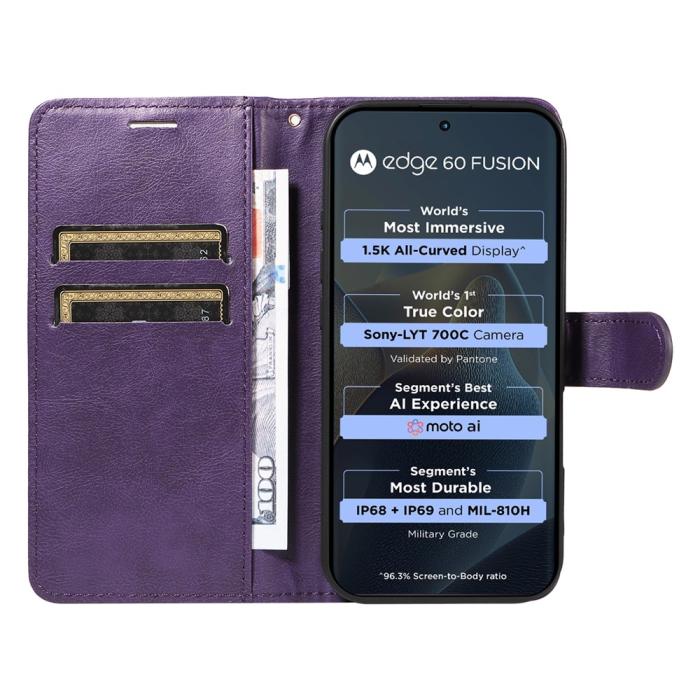 Bild 2, Motorola Edge 60 / 60 Pro / 60 Fusion Fodral Läder Lila
