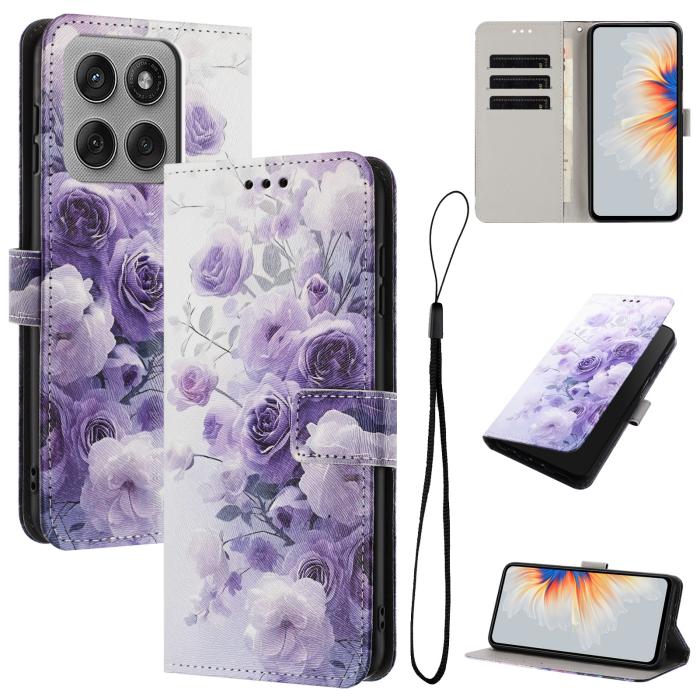 Bild 2, Motorola Edge 60 Pro Fodral Med Tryck Lila Rosor