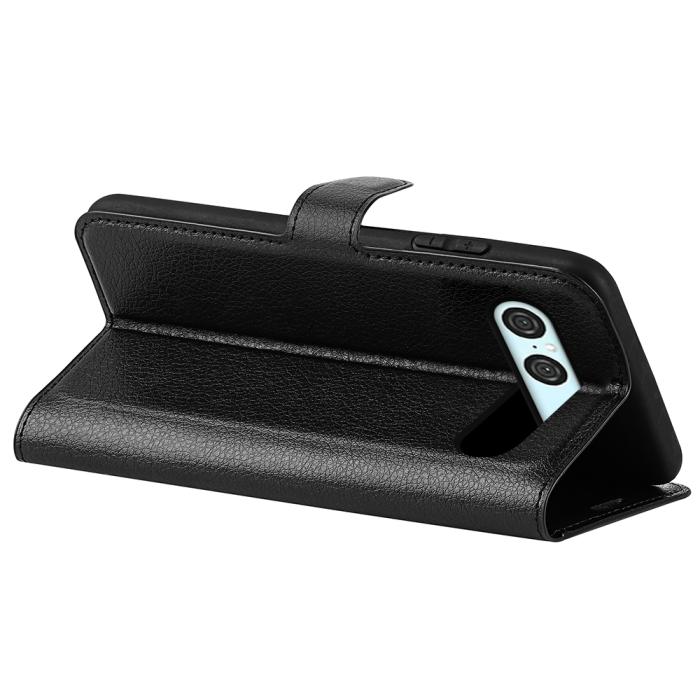 Bild 6, Sony Xperia 10 VII Fodral Litchi Läder Svart