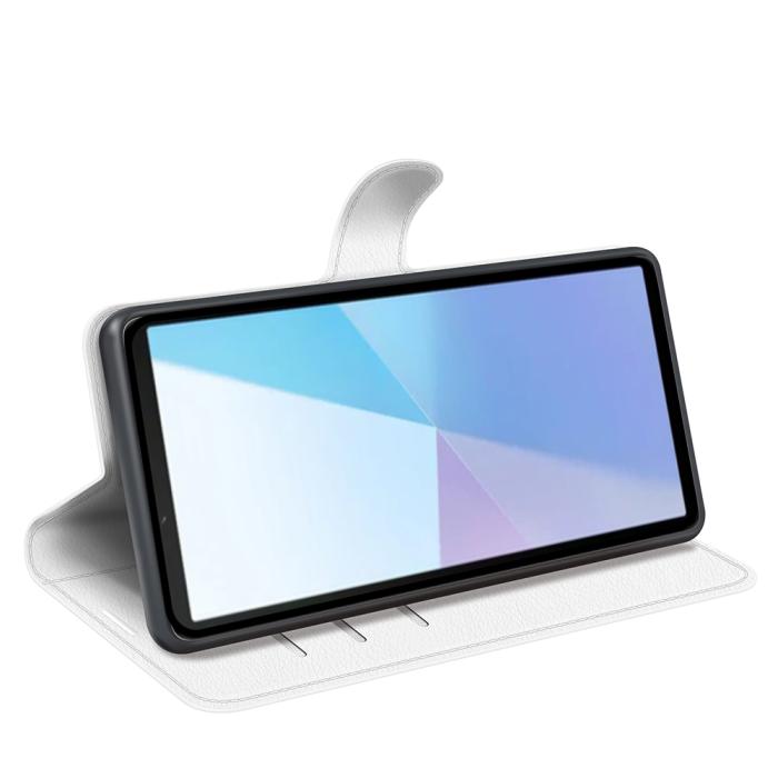 Bild 6, Sony Xperia 10 VII Fodral Litchi Läder Vit