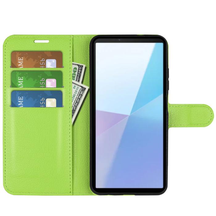 Bild 5, Sony Xperia 10 VII Fodral Litchi Läder Grön