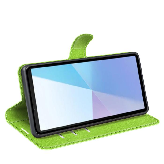 Bild 6, Sony Xperia 10 VII Fodral Litchi Läder Grön