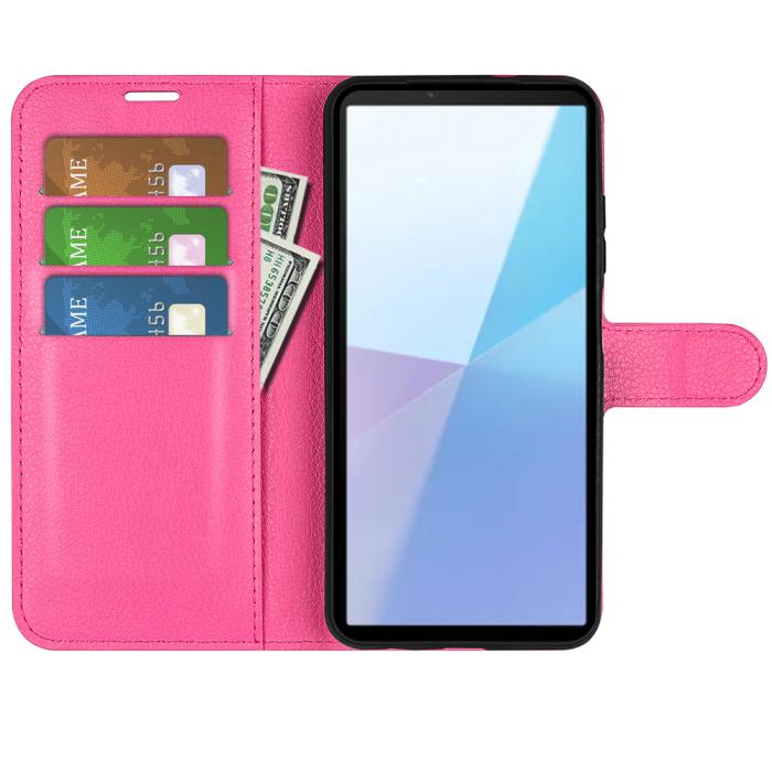 Bild 5, Sony Xperia 10 VII Fodral Litchi Läder Rosa