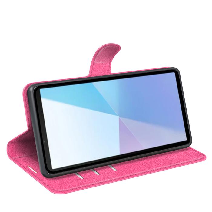 Bild 6, Sony Xperia 10 VII Fodral Litchi Läder Rosa