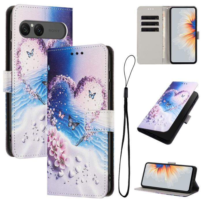 Bild 2, Sony Xperia 10 VII Fodral Med Tryck Hjärta / Fjärilar