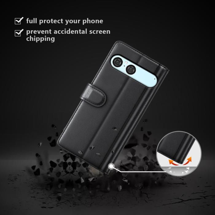 Bild 2, Sony Xperia 10 VII Fodral Premium Äkta Läder Svart