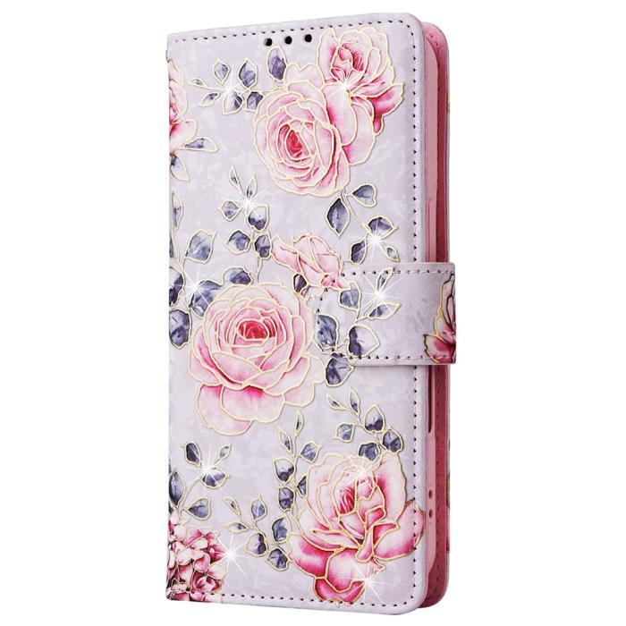 Bild 6, iPhone 16 Fodral RFID Läder Rosa Blommor