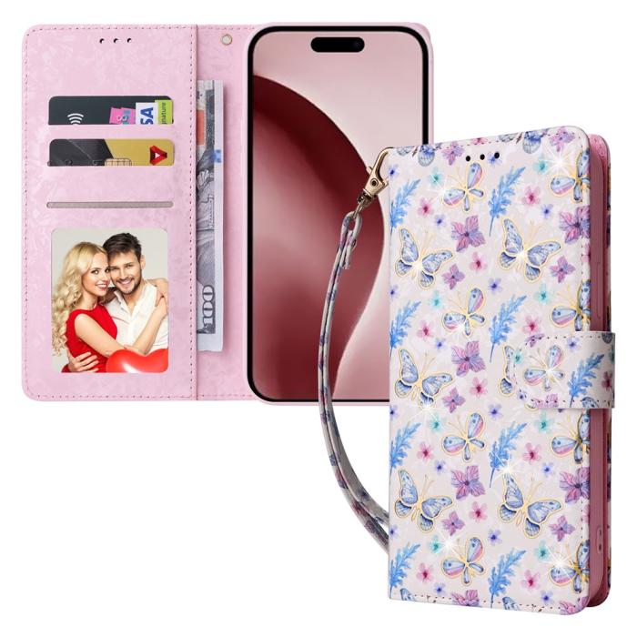 Bild 5, iPhone 16 Pro Fodral RFID Läder Fjärilar / Blommor
