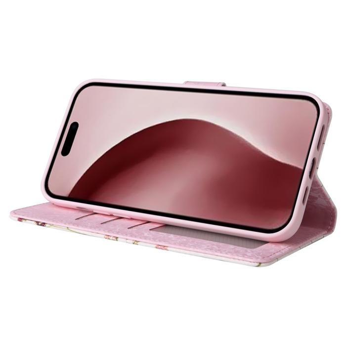 Bild 3, iPhone 16 Pro Fodral RFID Läder Små Blommor