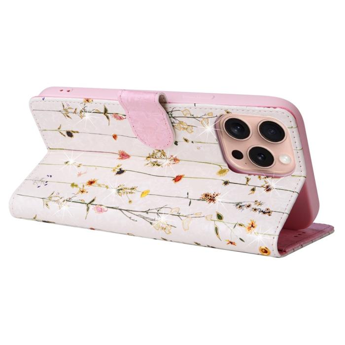 Bild 4, iPhone 16 Pro Fodral RFID Läder Små Blommor