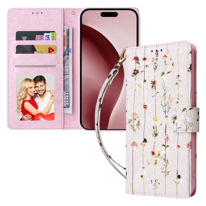 Bild 5, iPhone 16 Pro Fodral RFID Läder Små Blommor