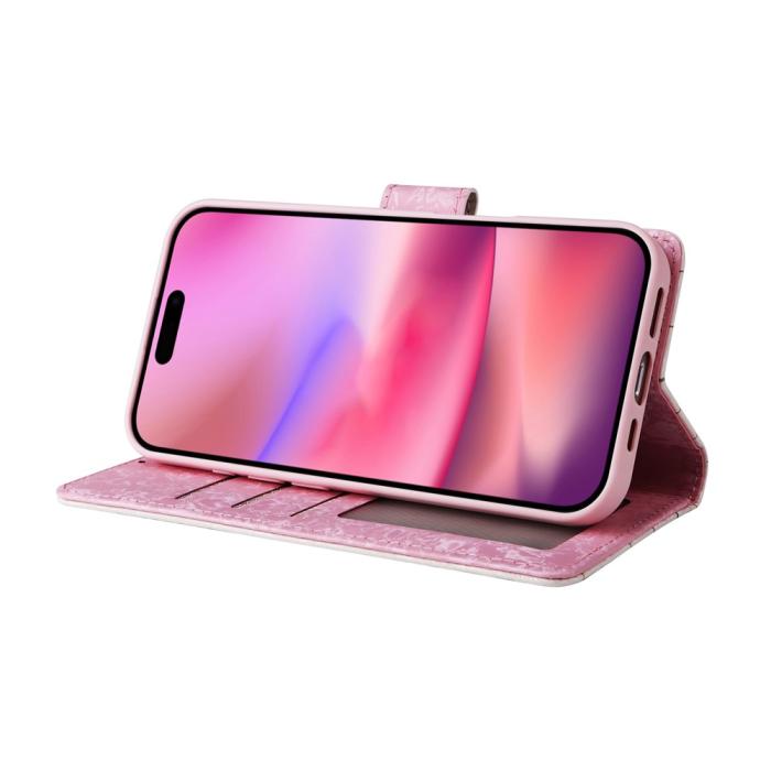 Bild 3, iPhone 17 Fodral RFID Läder Små Blommor