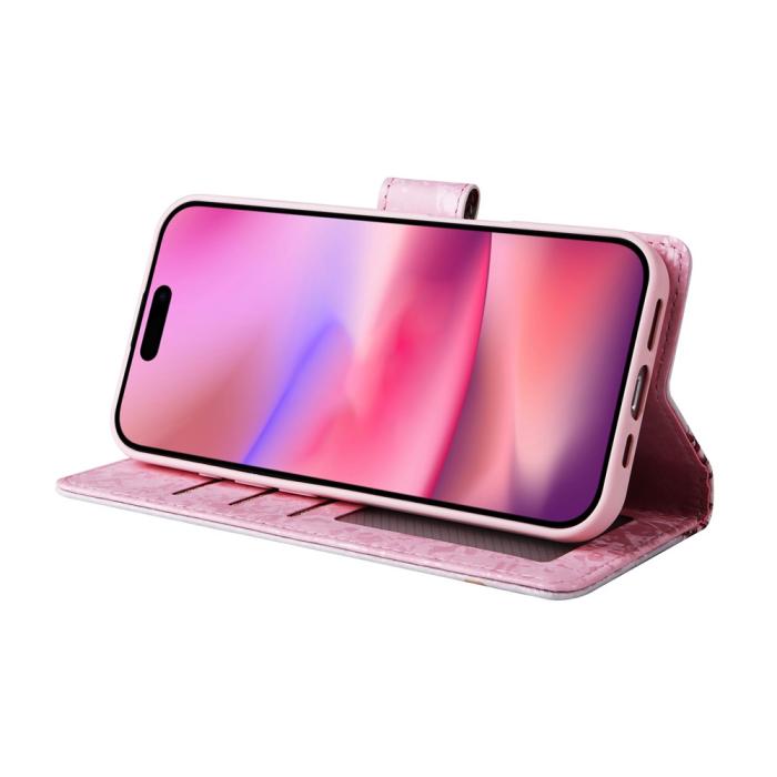 Bild 3, iPhone 17 Fodral RFID Läder Färgglada Blommor