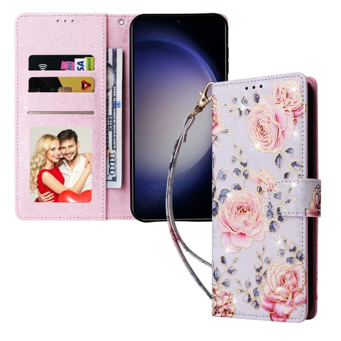 Bild 5, Samsung Galaxy S26 Plus Fodral RFID Läder Rosa Blommor
