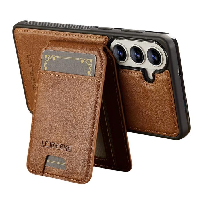 Bild 2, LC.IMEEKE Galaxy S26 Skal Med Avtagbar Korthållare Läder Brun