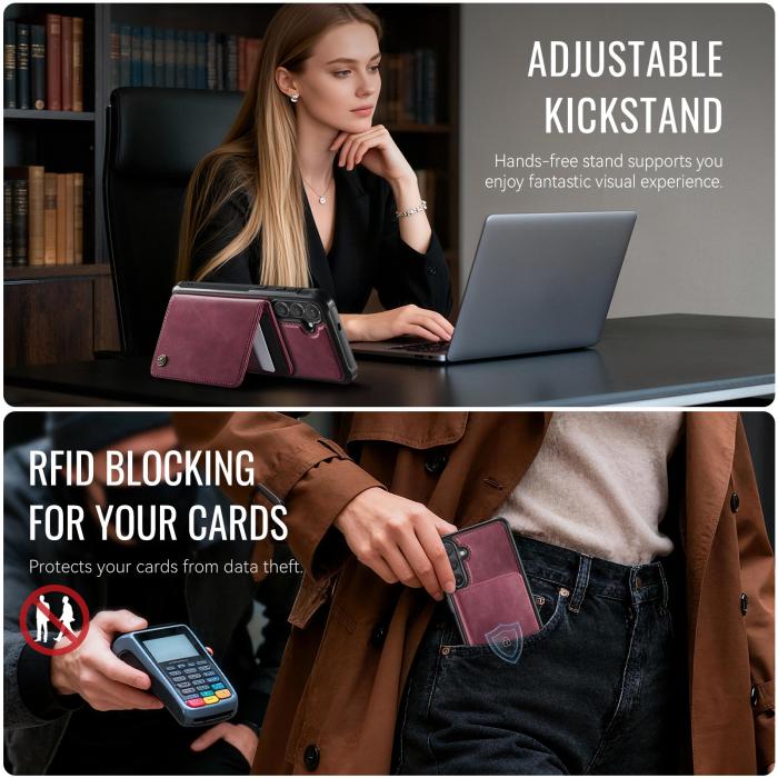 Bild 5, CASEME Galaxy S26 Skal MagSafe Avtagbar Korthållare Röd