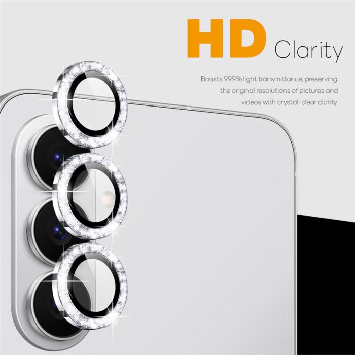 Bild 2, NORTHJO Samsung Galaxy S26 Linsskydd Glitter Silver