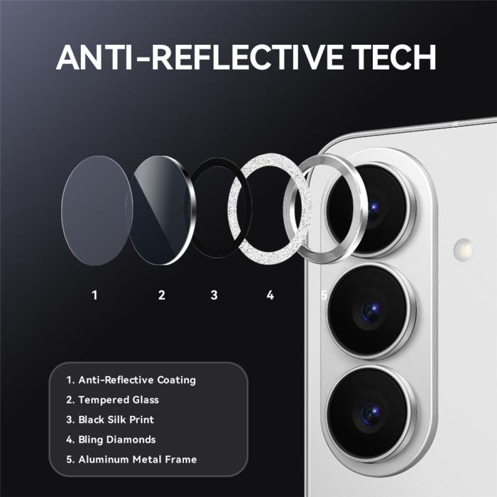 Bild 4, NORTHJO Samsung Galaxy S26 Linsskydd Glitter Silver