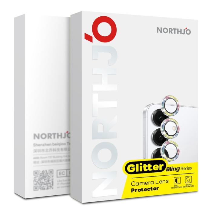 Bild 5, NORTHJO Samsung Galaxy S26 Linsskydd Glitter Silver