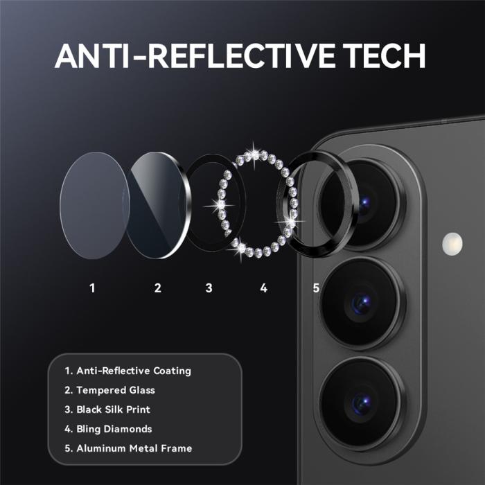 Bild 4, NORTHJO Samsung Galaxy S26 Linsskydd Strass Svart