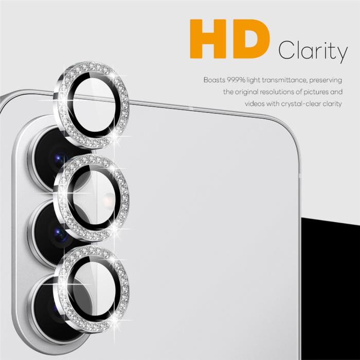 Bild 2, NORTHJO Samsung Galaxy S26 Linsskydd Strass Silver