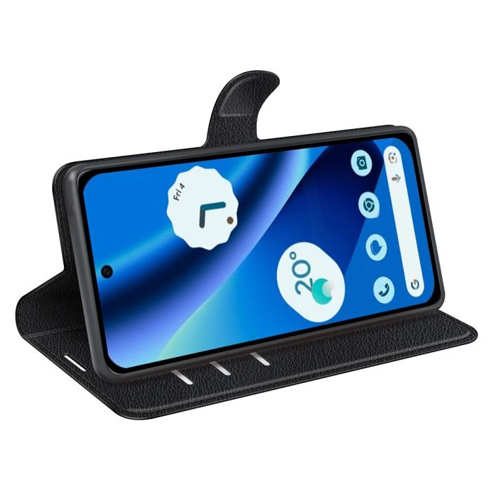 Bild 3, Google Pixel 10a Fodral Litchi Läder Svart