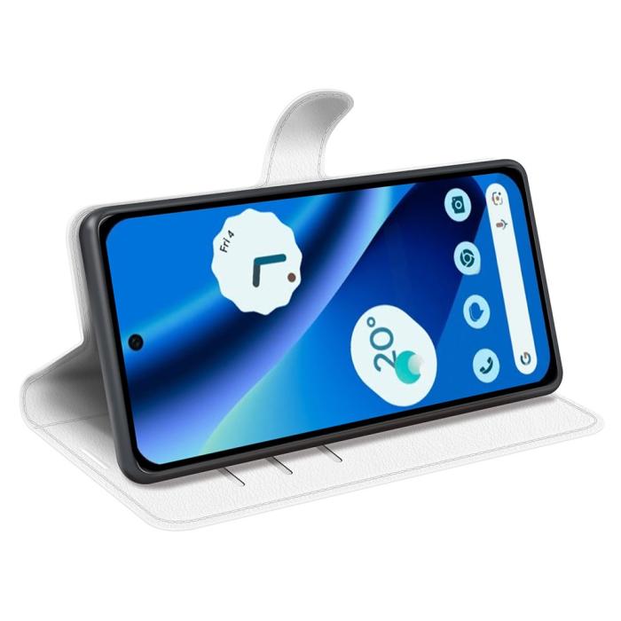 Bild 3, Google Pixel 10a Fodral Litchi Läder Vit