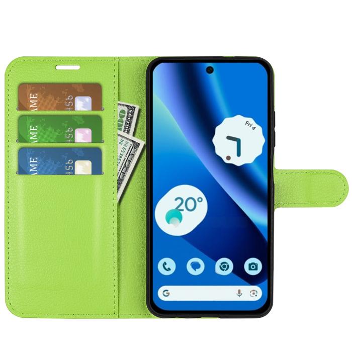 Bild 2, Google Pixel 10a Fodral Litchi Läder Grön
