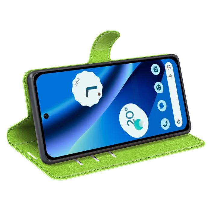Bild 3, Google Pixel 10a Fodral Litchi Läder Grön
