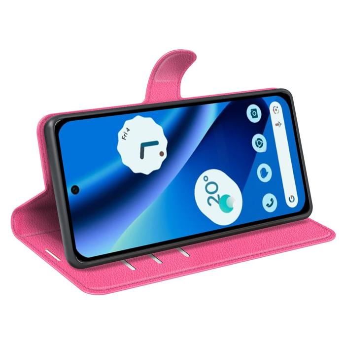 Bild 3, Google Pixel 10a Fodral Litchi Läder Rosa