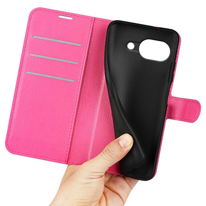 Bild 4, Google Pixel 10a Fodral Litchi Läder Rosa