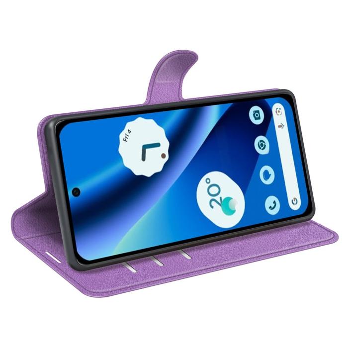 Bild 3, Google Pixel 10a Fodral Litchi Läder Lila