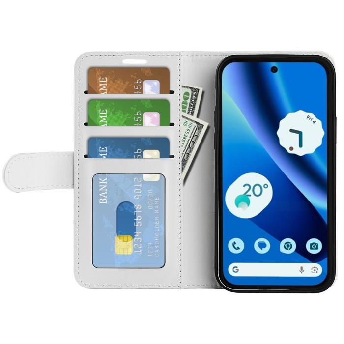 Bild 2, Google Pixel 10a Fodral Crazy Horse Läder Vit