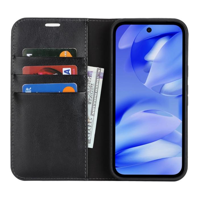 Bild 3, Google Pixel 10a Fodral Flip Äkta Läder Svart