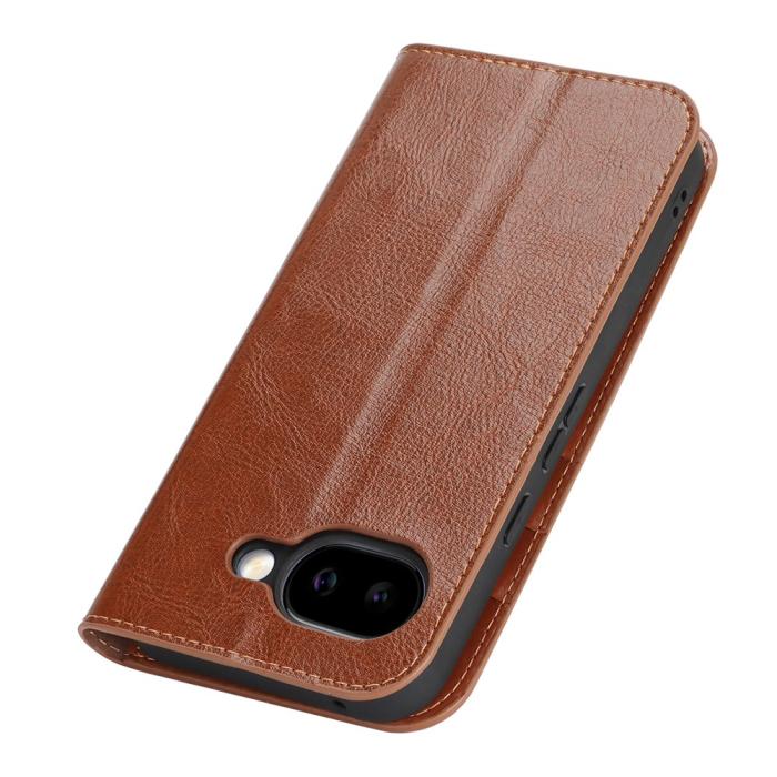 Bild 4, Google Pixel 10a Fodral Flip Äkta Läder Brun