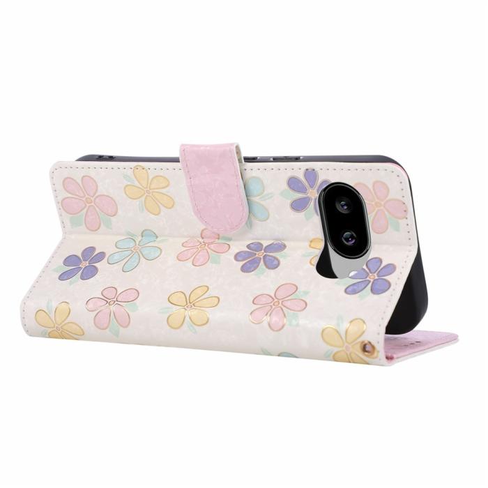 Bild 4, Google Pixel 10a Fodral RFID Läder Färgglada Blommor