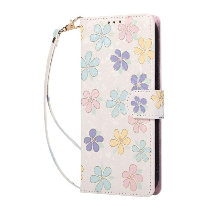 Bild 5, Google Pixel 10a Fodral RFID Läder Färgglada Blommor