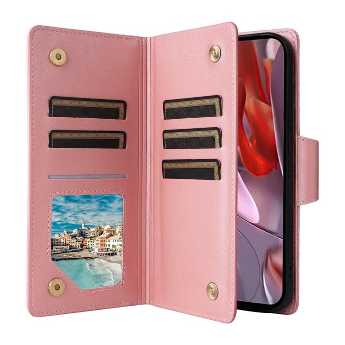 Bild 2, Google Pixel 10a Fodral Med Kortfack Läder Roséguld