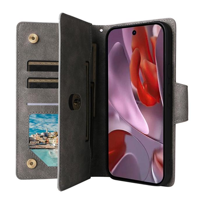 Bild 3, Google Pixel 10a Fodral Med Kortfack Läder Grå