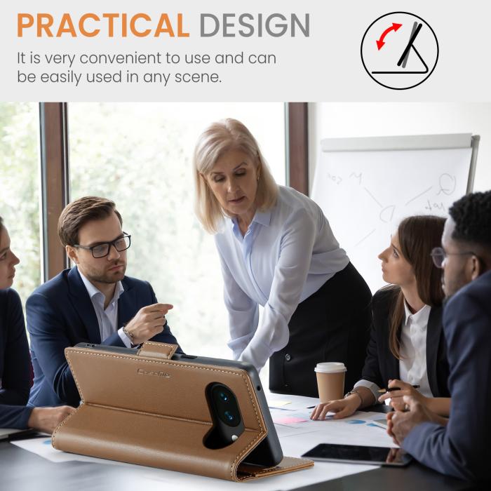 Bild 3, CASEME Google Pixel 10a Fodral RFID Läder Brun