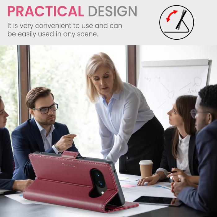 Bild 3, CASEME Google Pixel 10a Fodral RFID Läder Röd